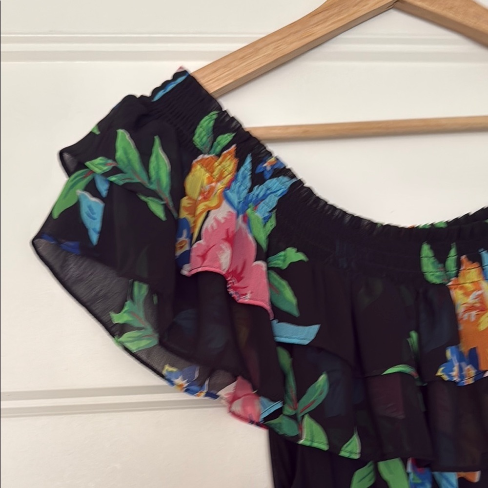 Lauren Ralph Lauren Black Label Floral Off-Shoulder Black Dress - Picture 4 of 12